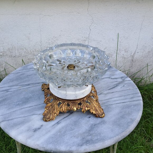 Vintage Ashtray Stand Marble & Brass - Picture 5 of 11